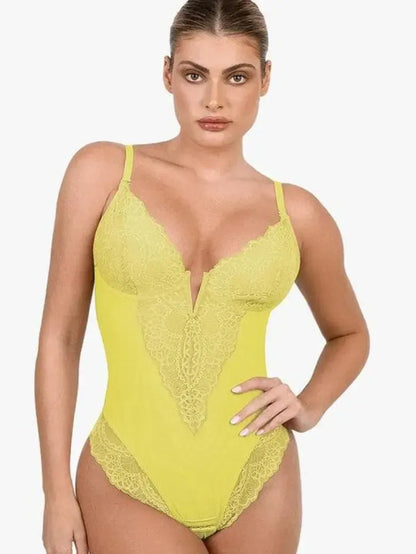 Deep-V Neck Lace Bodysuits