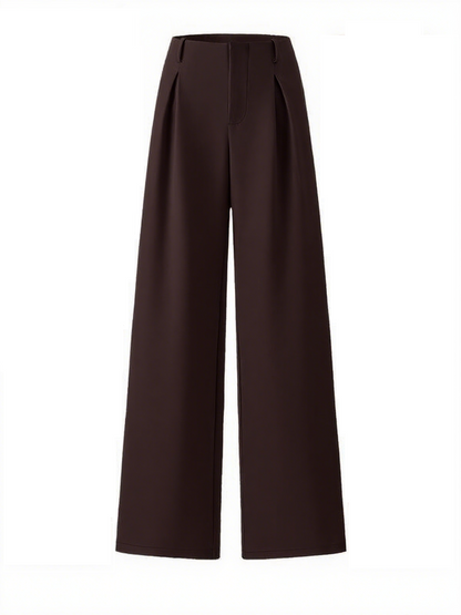 Women's Solid Color Plicated Pocket Wide Leg Pants