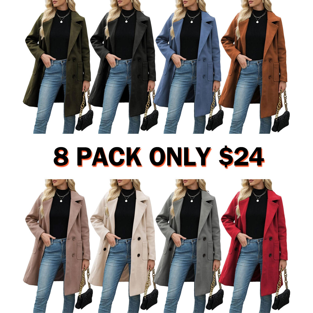 Women's Winter Wool Blend Camel Mid-Long Coat