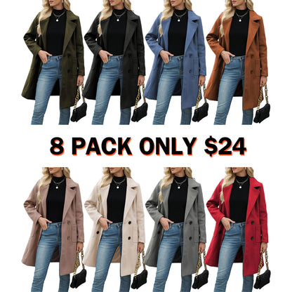 Women's Winter Wool Blend Camel Mid-Long Coat