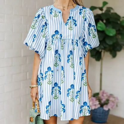 Women's Floral Striped Mini Dress