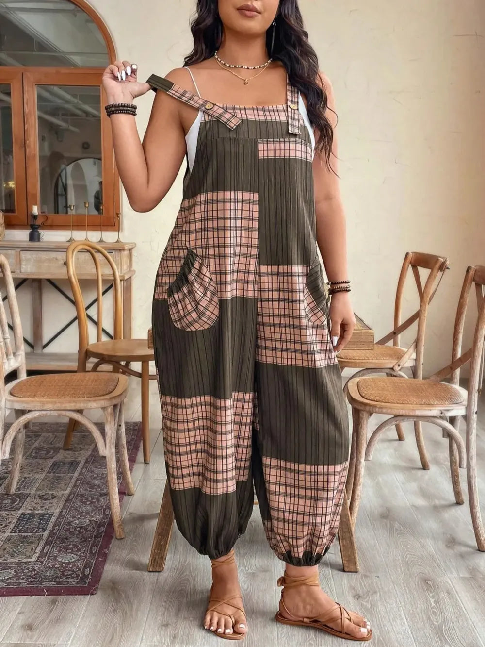 Plus Size Jumpsuit, Casual Comfy Sleeveless Jumpsuit