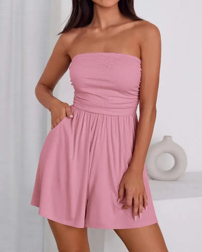 Strapless Tube Beach Vacation Romper
