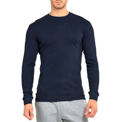 Men’s Cotton Waffle-Knit Thermal Shirt – Long Sleeve Warm Crewneck Top