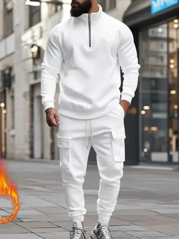 Men's Fleece Lined Zipper Work Pants Set