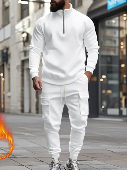 Men's Fleece Lined Zipper Work Pants Set