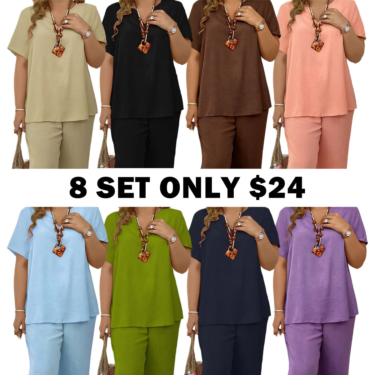 Women's Plus Size Elegant Wide Leg Pants Set