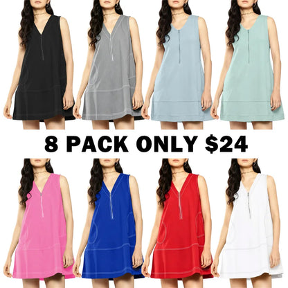 Women's Half-Zip Cotton A-Line Mini Dress