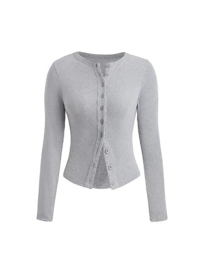 Plain Button Front Ribbed Tee