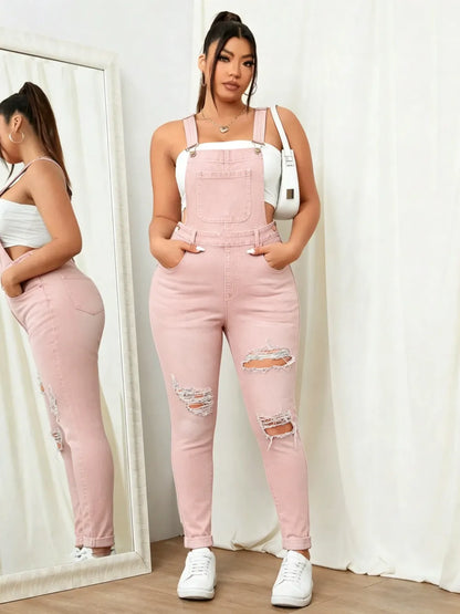 Women's Sweet Cool Denim Strap Jumpsuit