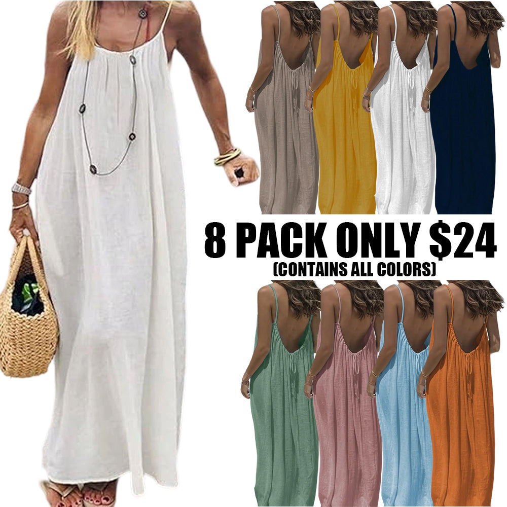 Womens Summer Casual Sleeveless Backless Cami Sundress 2026 Vacation House Dress
