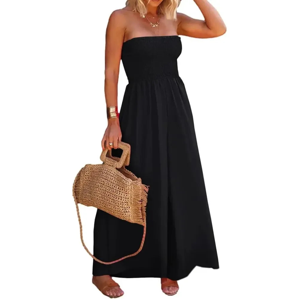 Women‘s Sleeveless Strapless Wide Leg Jumpsuits