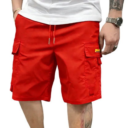 Street Style Three-Piece Set Men's Multi-Pocket Cargo Shorts