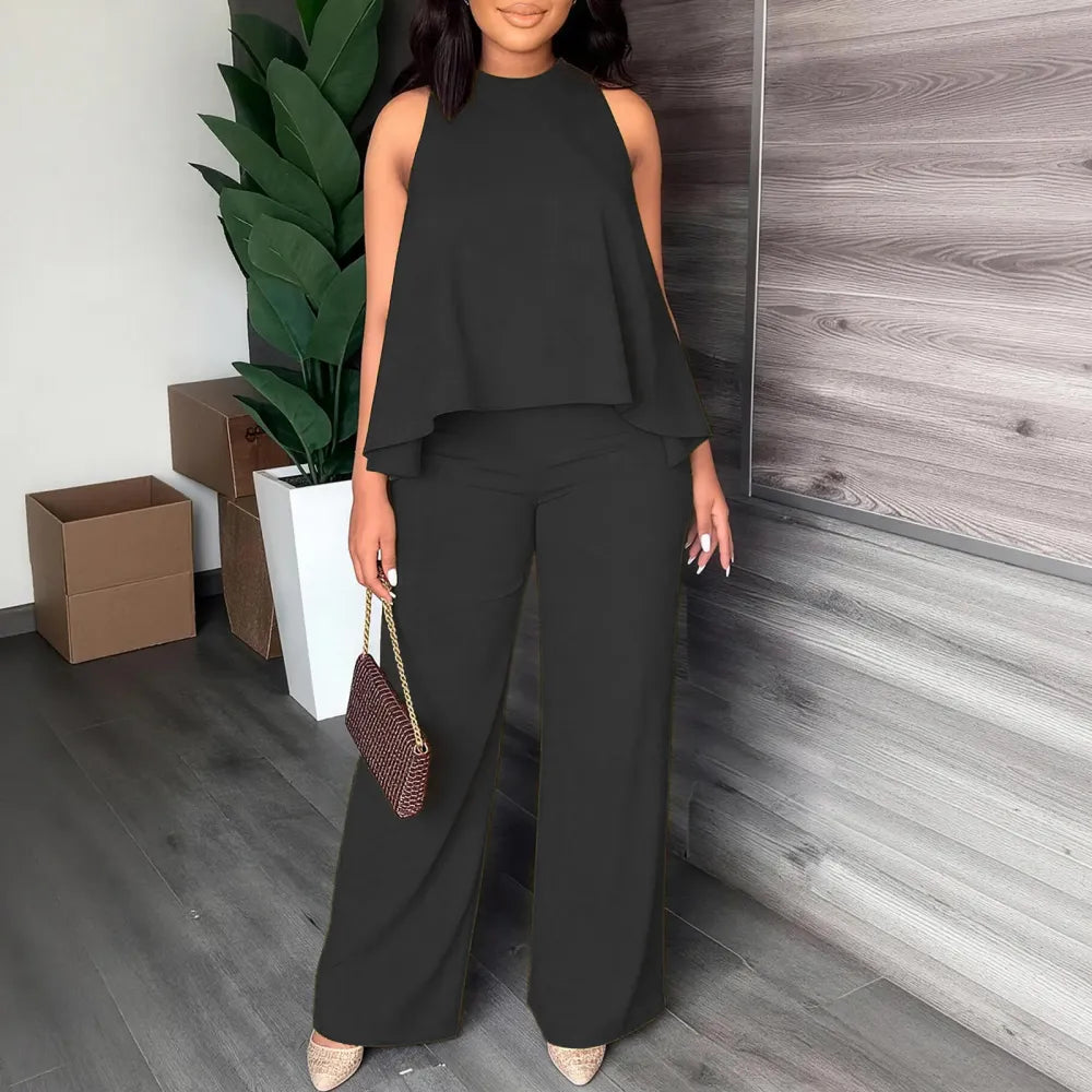 Lightweight Flowy Halter Two-Piece Set