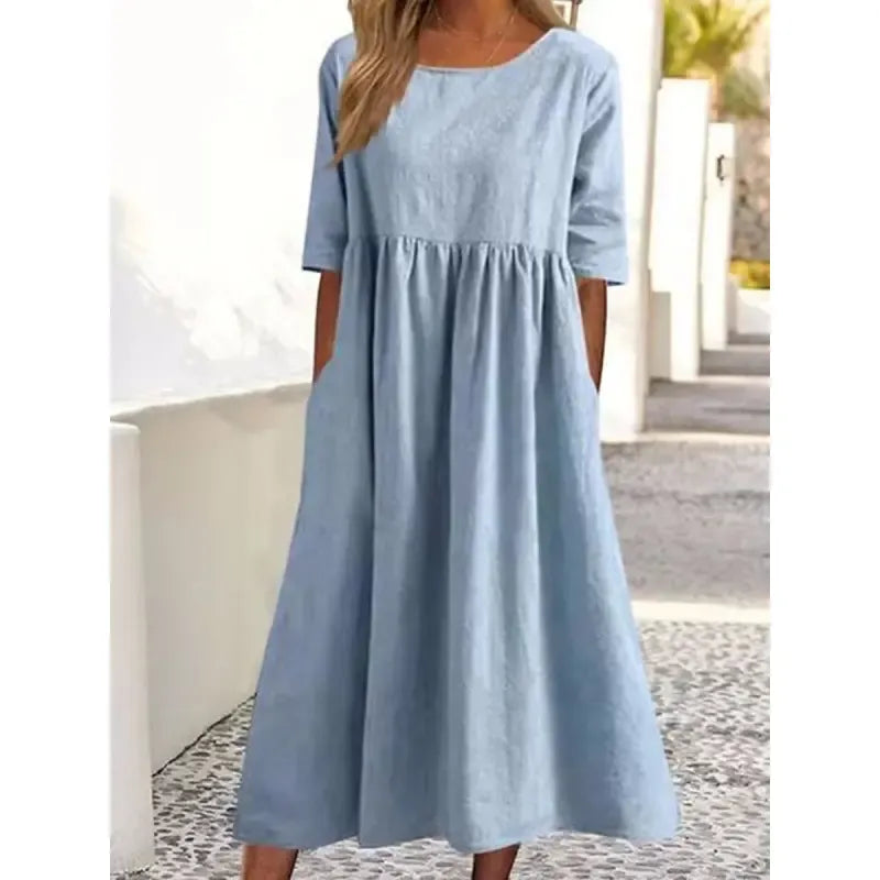 Summer New Cotton and Linen Casual Short Sleeve