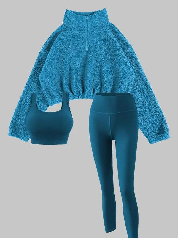 Women's Solid Thermal Lined Tracksuit Set