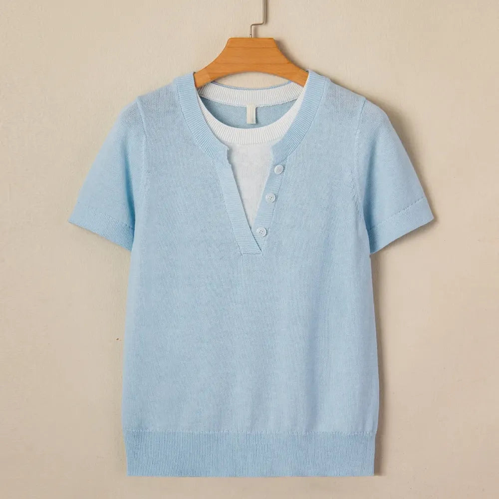 Women's Wool-Blend Casual Short Sleeve Knitwear