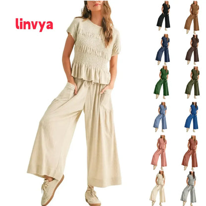 Women’s 2-Piece Smocked Top & Wide