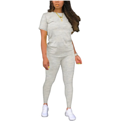 Fitted Round Neck Tee & Skinny Pants 2-Piece