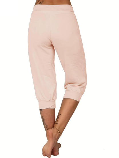 Women's Plain Drawstring Waist Capris Pants