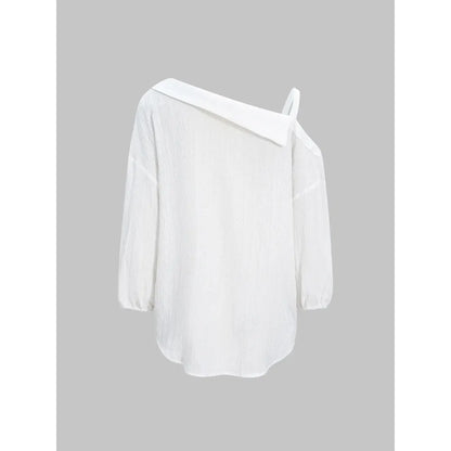 Spring Summer Asymmetric Cold Shoulder Blouse Women