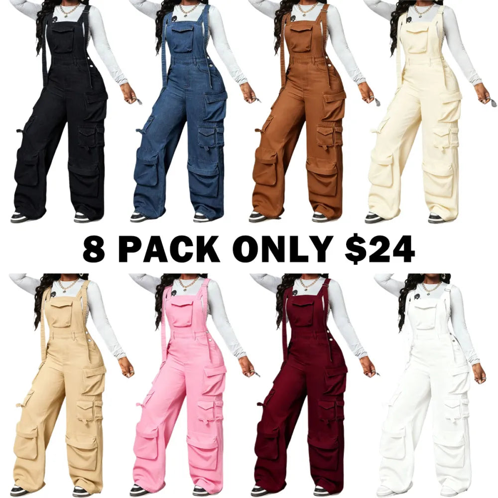 Women's Adjustable Strap Denim Jumpsuit