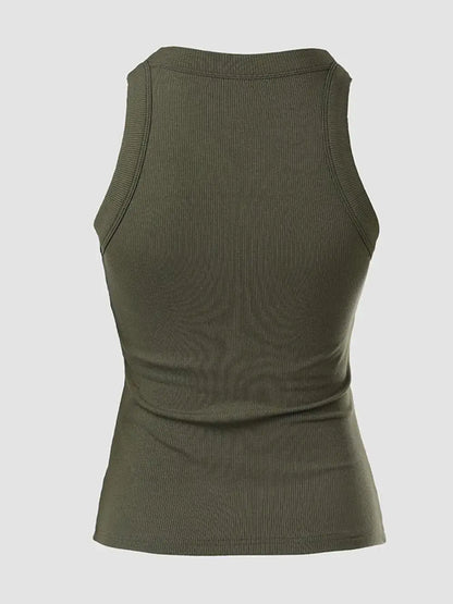 Round Neck Built-in Bra Ribbed Tank Top/Ribbed Built-in Bra Tank Top
