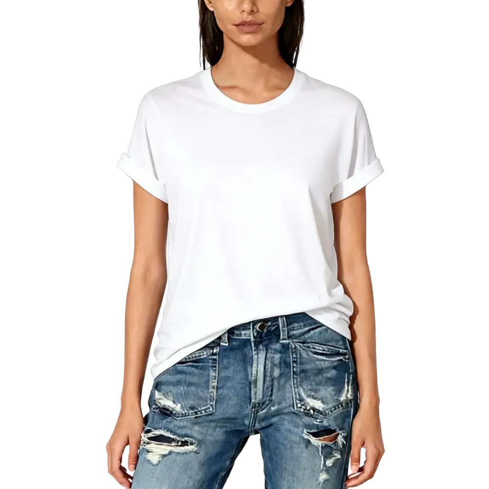 Women's Solid Round Neck Tee, Casual Short Sleeve Crew Neck T-Shirt for Summer