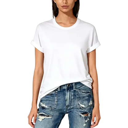Women's Solid Round Neck Tee, Casual Short Sleeve Crew Neck T-Shirt for Summer