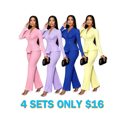 Women's Asymmetrical Hem Two-Piece Outfits