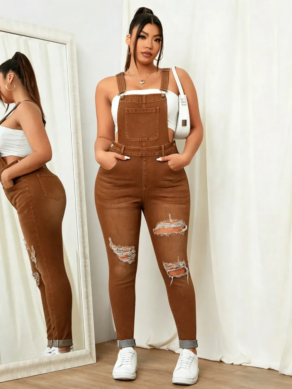 Women's Sweet Cool Denim Strap Jumpsuit