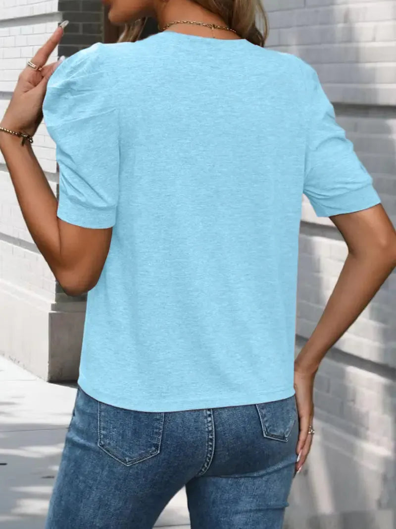 Women's Round Neck Puff Sleeve T-Shirt