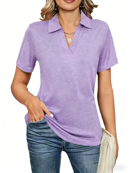 Women's Solid Color Basic Polo Shirt