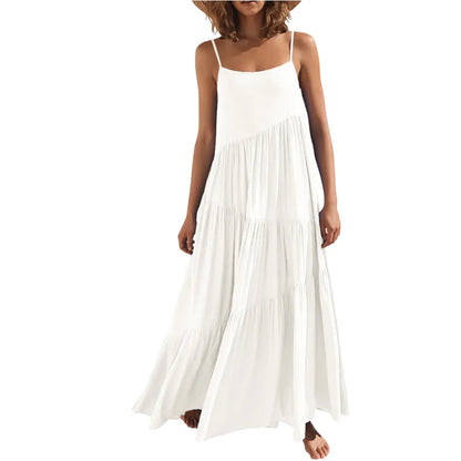 Asymmetric Tiered Style Sleeveless Beach Dress