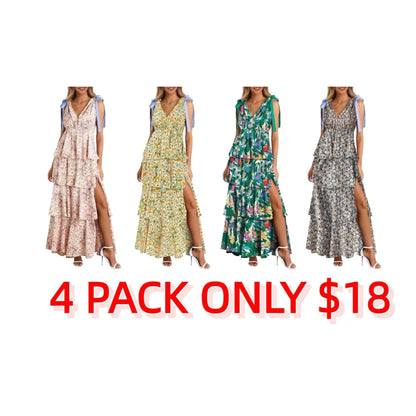 Dress Tie Strap Sleeveless V Neck High