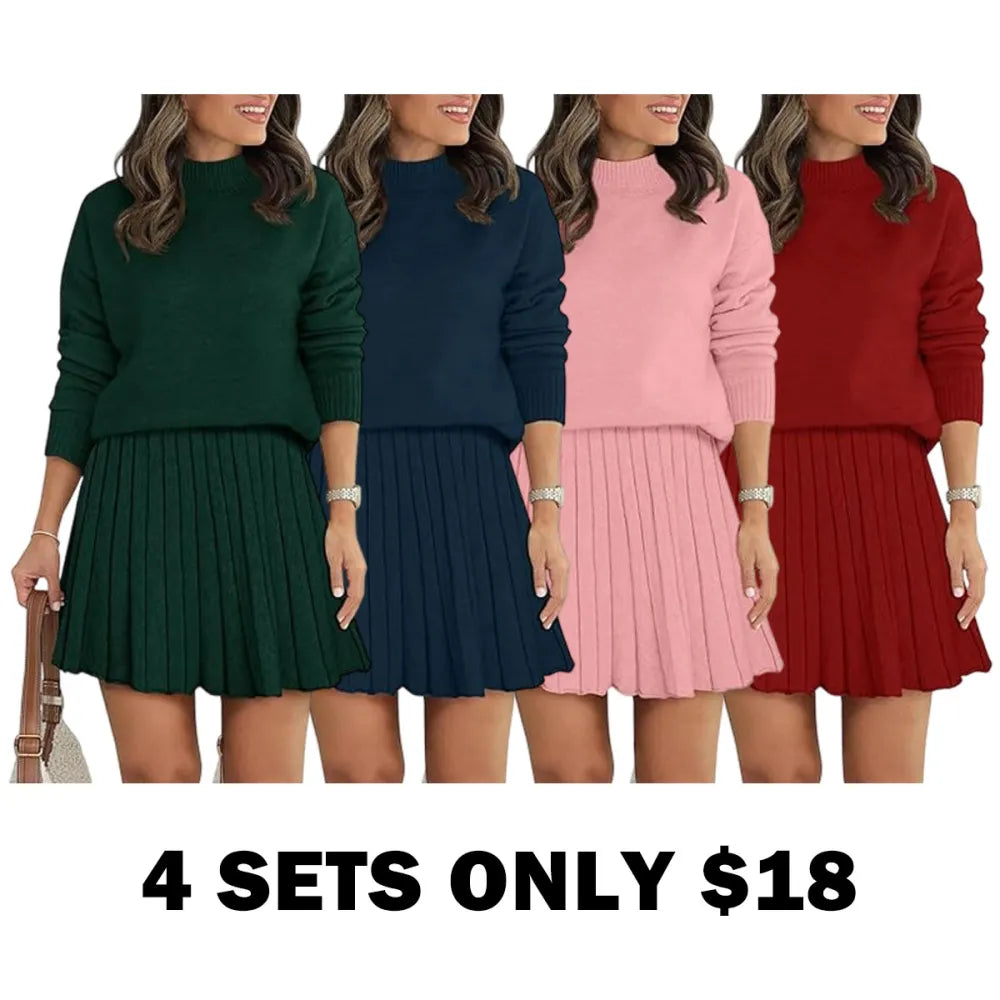 Women's 2 Piece Skirt Sets Pullover Sweater Sets