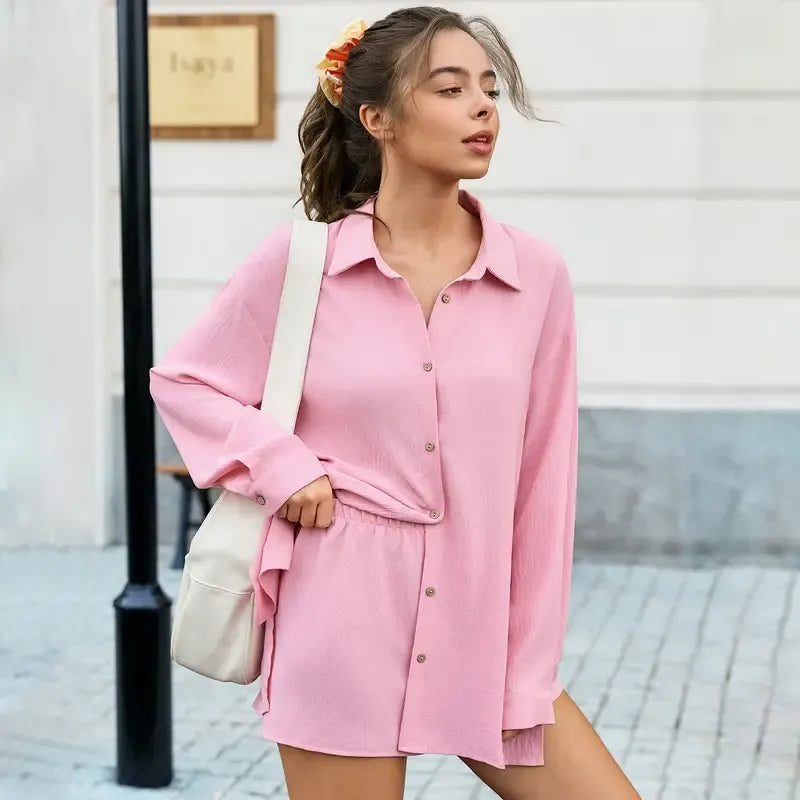 Women’s Gauze Shirt & Shorts Set