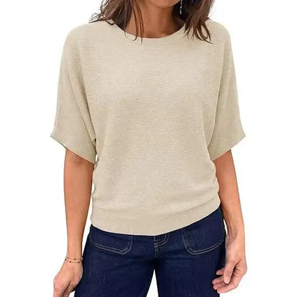Boat Neck Lightweight Loose Fitting Knit Tops