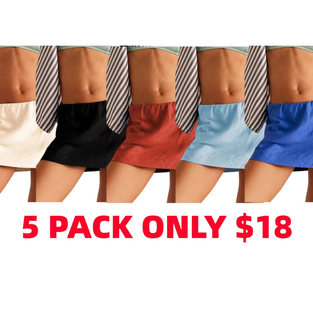 Womens Cotton Linen Skorts Casual Cute A-Line Mini Skirts with Ruffle Inner Waistband