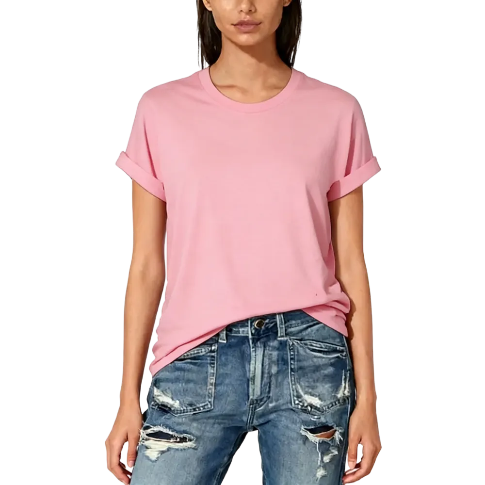 Women's Solid Round Neck Tee, Casual Short Sleeve Crew Neck T-Shirt for Summer