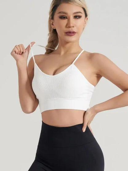 Women's 4pcs Solid Criss Cross Backless Sports Bra