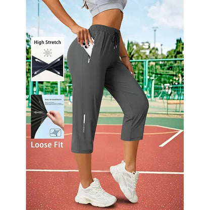 Women’s ice silk breathable high-stretch capri pants