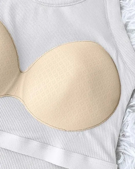 Built-in Bra Tank Top Ribbed Racerback Tops