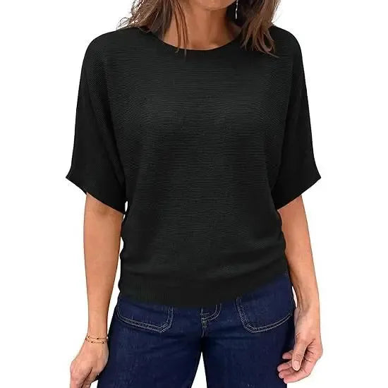 Boat Neck Lightweight Loose Fitting Knit Tops