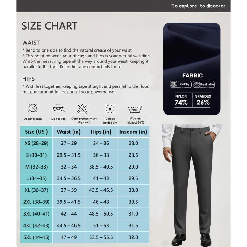 Men's Stretch Dress Pants No Iron Golf Pants Expandable Waist Flat Front Business Casual Pants