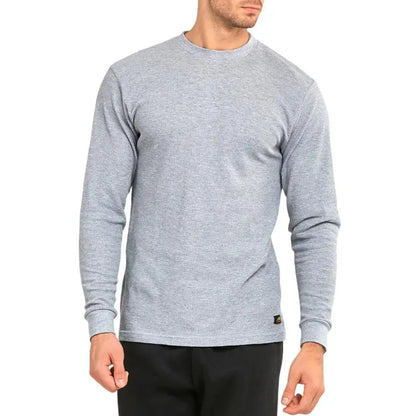 Men’s Cotton Waffle-Knit Thermal Shirt – Long Sleeve Warm Crewneck Top
