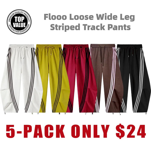 Flooo Loose Wide Leg Striped Track Pants