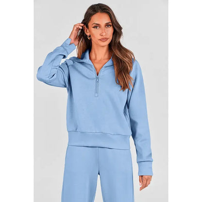 Women's wear Chic 2-Piece Set Outfits Half Zip Style