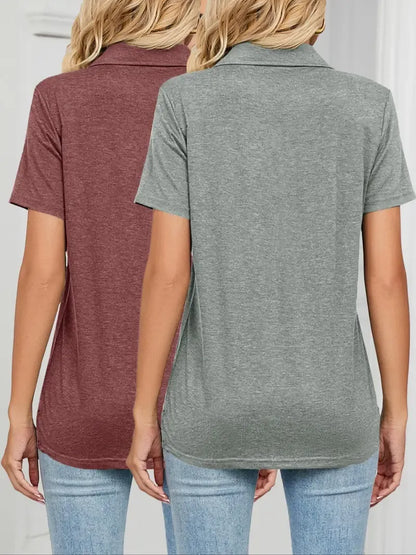 Women's Solid Color Basic Polo Shirt