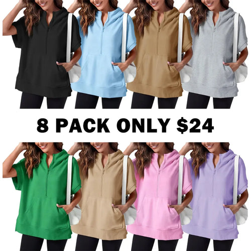 Women's Oversized Half Short Sleeve Casual Sweatshirts